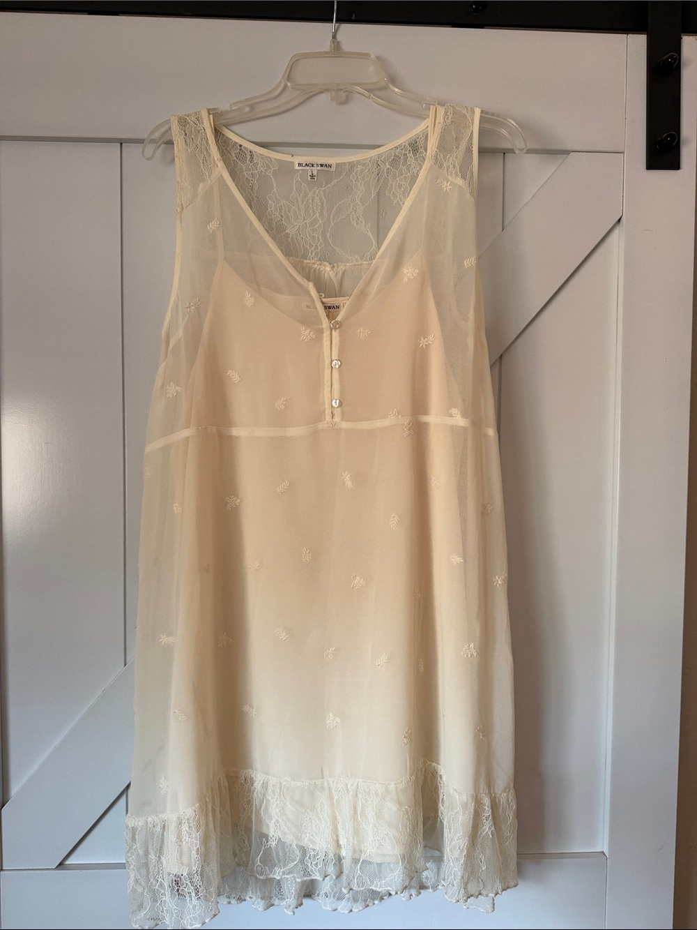 Black Swan Cream Lace-Detail Slip Chemise